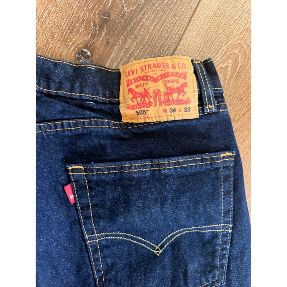 Levi Strauss & Co. Women Straight Leg 505 Jeans W34 L32 Dark Indigo Denim - Picture 3 of 8